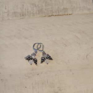 Elegant Silver and Black Angel Wing Earrings